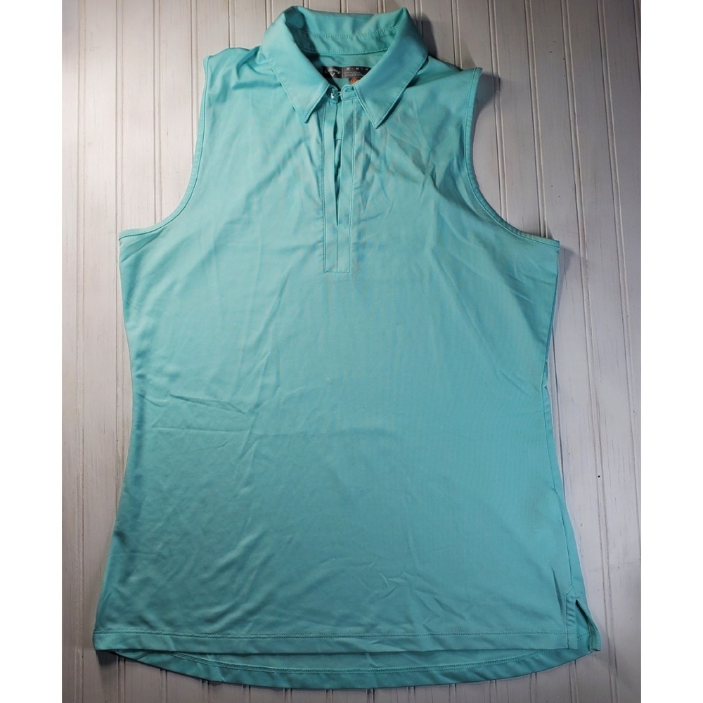 Callaway Women's Size Medium Opti-Dri Button Close Sleeveless Polo Tank Golf